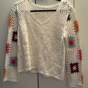 Colorful Crochet Knit Sweater
